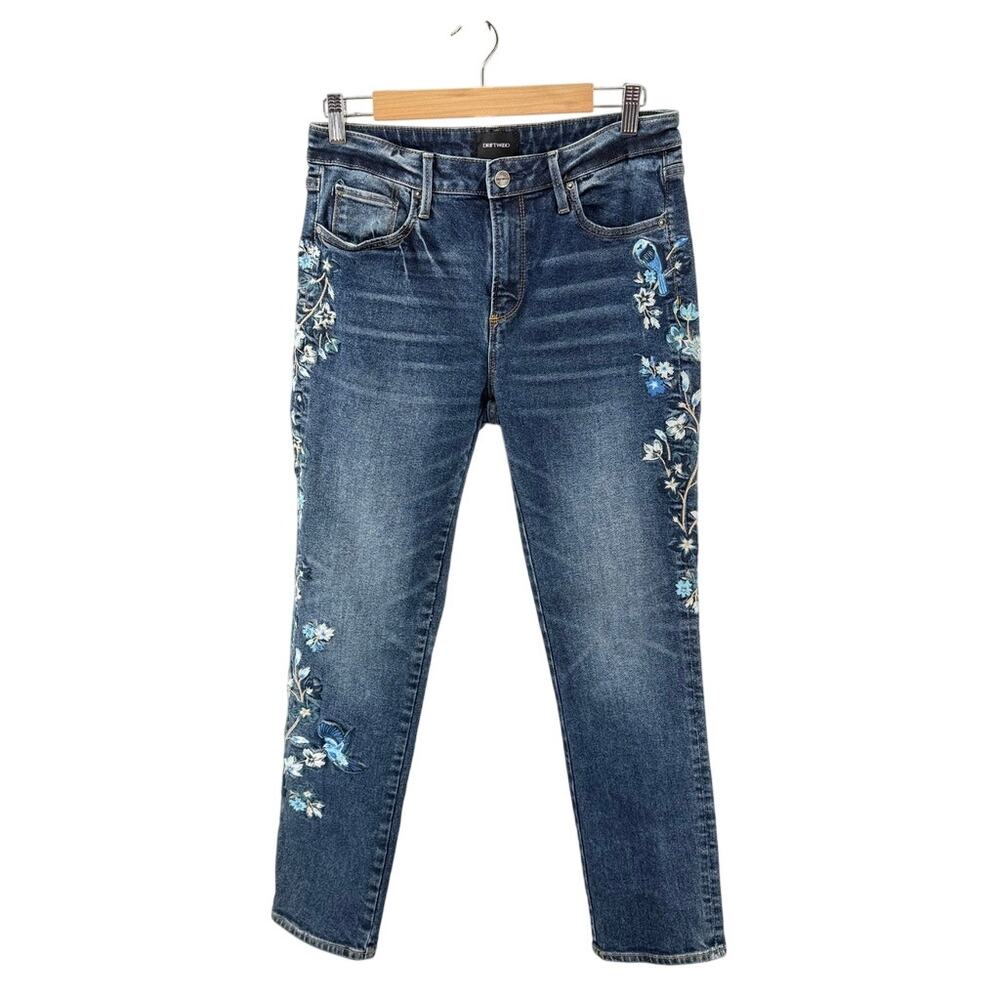 Driftwood Audrey High Rise Bird/Floral Embroidered Sz 28 or 6/8 Denim Jeans